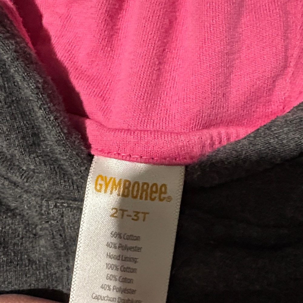 Gymboree Gray Hoodie with Pink Interior - Picture 2 of 3